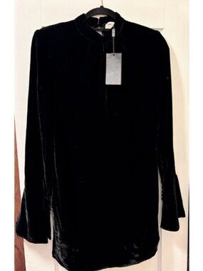 Saint Laurent Black Velvet Mini Dress French Size 38